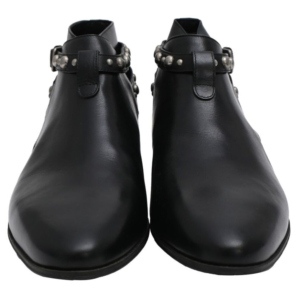Saint Laurent Jodhpur Studded Ankle Boots in Black Leather - Picture 3 of 7